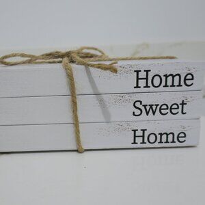Home Sweet Home Sign Decorative Set of 3 White Rustic Table Decor Home Decor